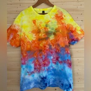 NEW Unisex GILDAN Large Handmade Ice Tie-Dye Soft Style T-Shirt Sun-Kissed Surf